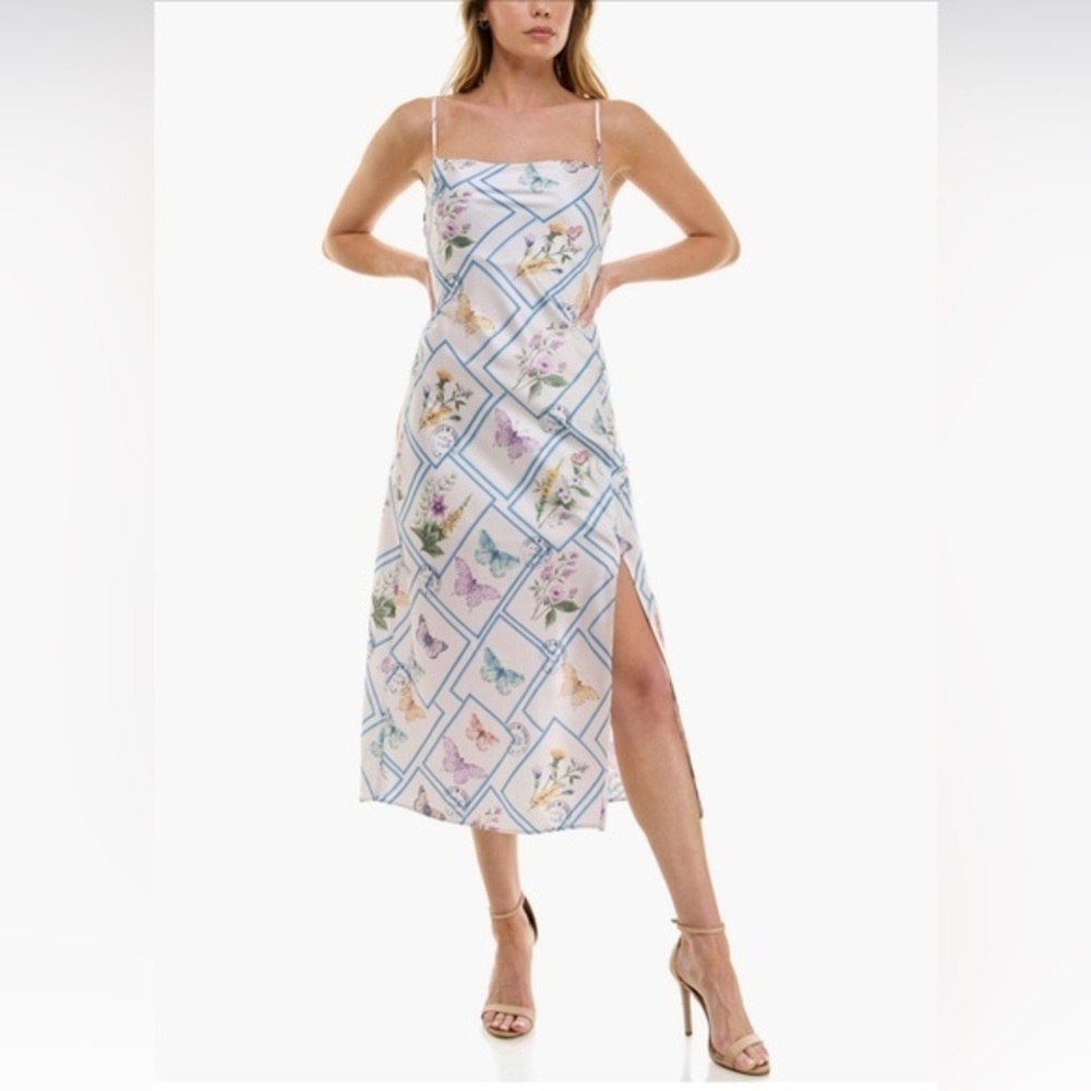 NEW…Socialite Cowl Neck Butterfly Print Dress